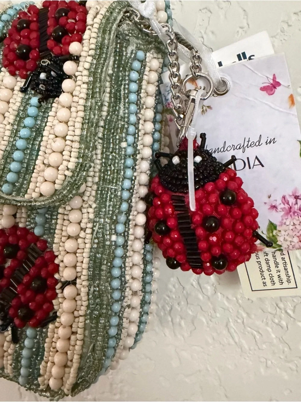 Viral Beaded Ladybug Shoulder Bag with charm - Picture 2 of 7